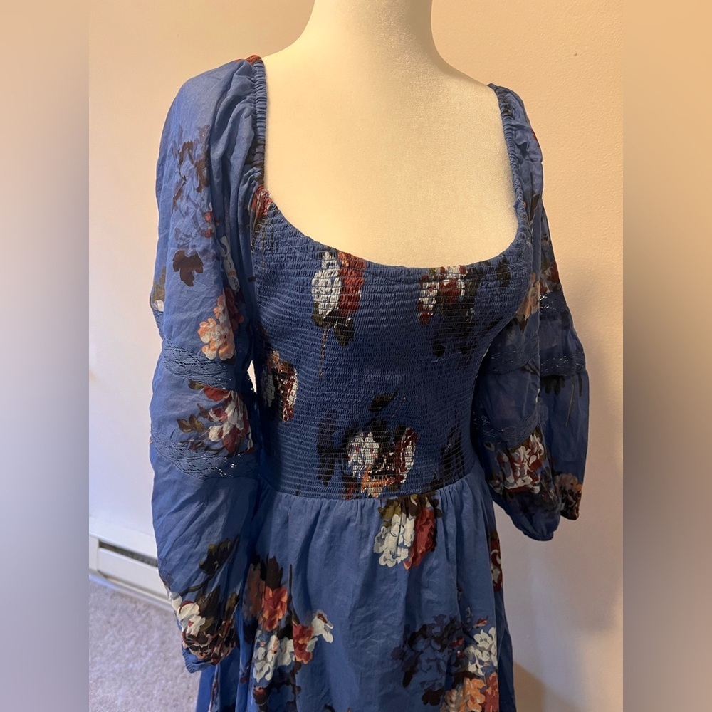Free People Blue Floral Maxi Dress, Worn Once, Size S